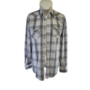 American Rag CIE /Polo long sleeved/ (Size M)/White with Blue and Black Stripes